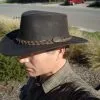 Kangaroo Leather Hat - Dark Brown Outback Survival Gear