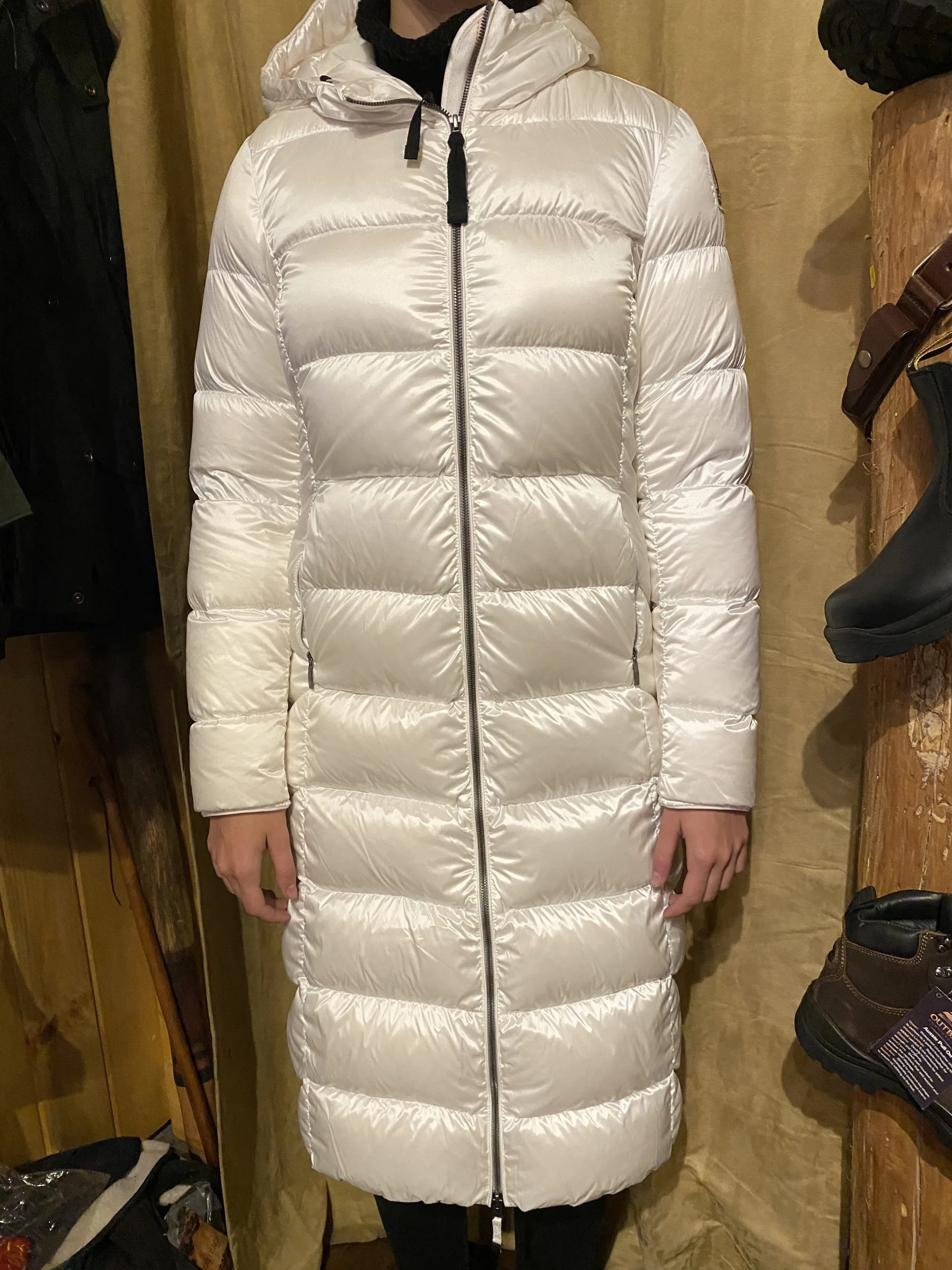 Parajumpers Leah Womens Long Jacket In White FW22up 1 Parajumpers Leah Womens Long Jacket In White FW22up