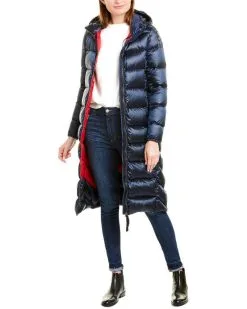 Parajumpers Leah Womens Long Winter Jacket In Cadet Blue ON SALE